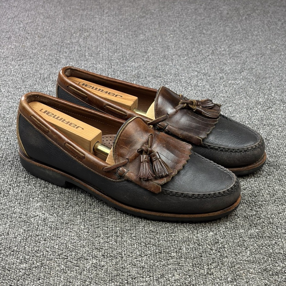 Allen Edmonds Nashua Tassel Kiltie Loafers Black Brown Leather Mens 11.5 B USA